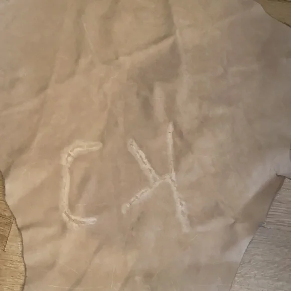 Cowhide Leather Suede Hide Scrap Natural Undyed w/ Branding Brand Crafting Craft - Picture 5 of 12